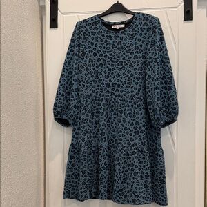 Joy Joy Blue and Black Leopard Knit Top